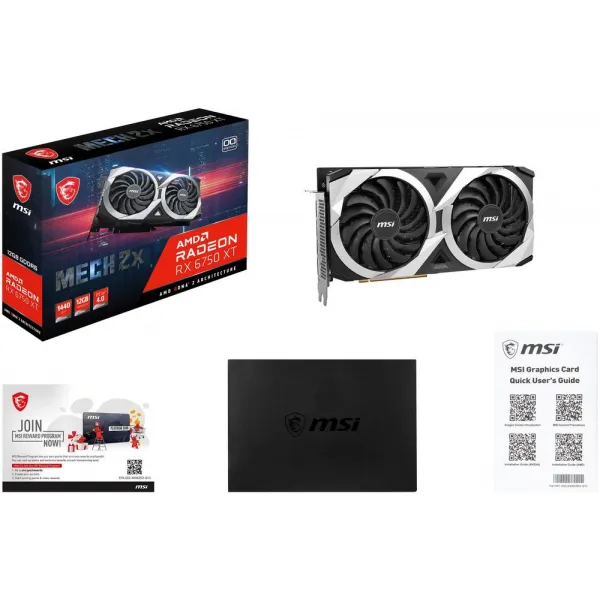 Видеокарта MSI  RADEON RX 6750 XT MECH 2X 12G, 12GB GDDR6 192-bit HDMI 3xDP RX 6750 XT MECH 2X 12G купить с доставкой